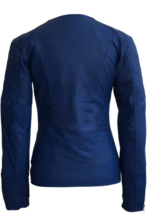 womens-collarless-blue-faux-leather-quilted-shoulder-jacket