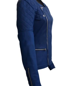womens-collarless-blue-faux-leather-quilted-shoulder-jacket