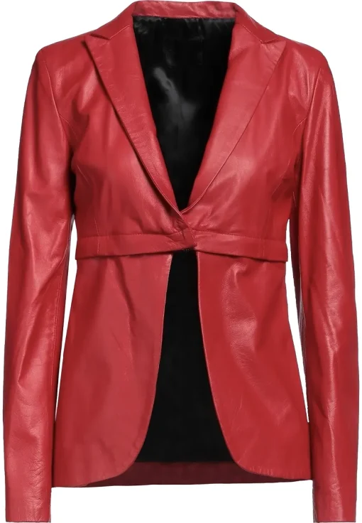 womens-faux-leather-red-blazer