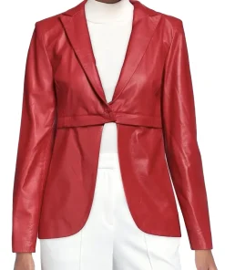 womens-faux-leather-red-blazer