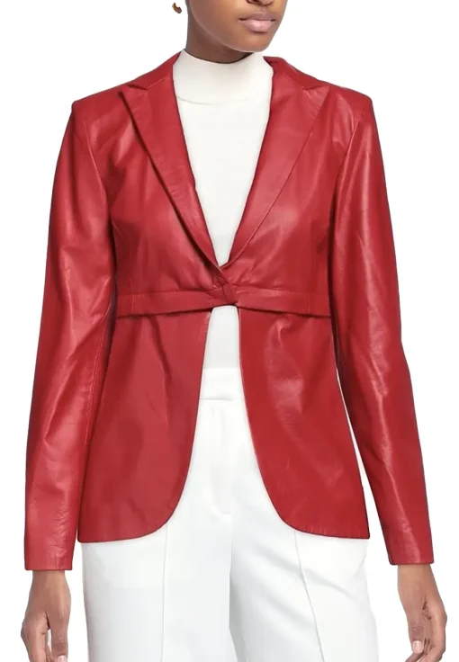 womens-faux-leather-red-blazer