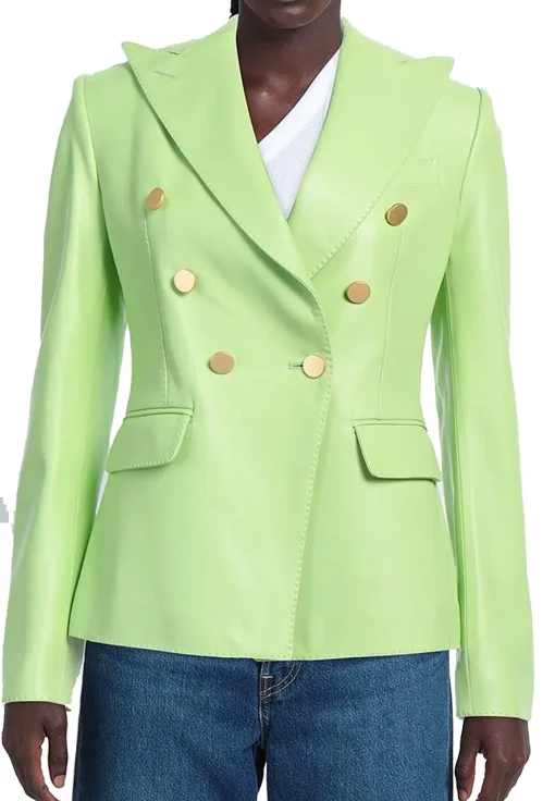womens-light-green-faux-leather-blazer