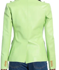 womens-light-green-faux-leather-blazer