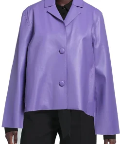 womens-light-purple-faux-leather-blazer