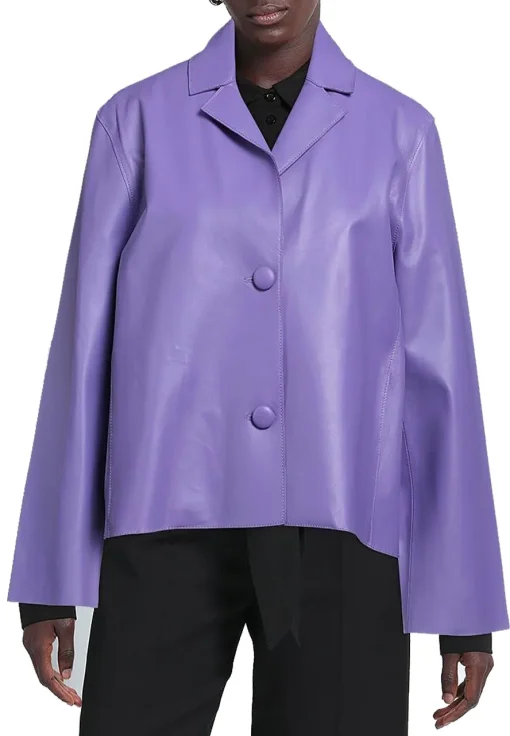 womens-light-purple-faux-leather-blazer