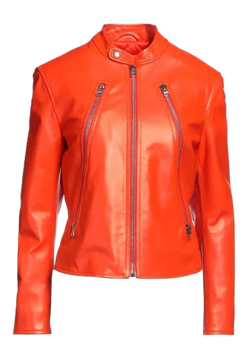 womens-orange-biker-faux-leather-jacket