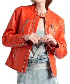 womens-orange-biker-faux-leather-jacket