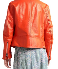 womens-orange-biker-faux-leather-jacket