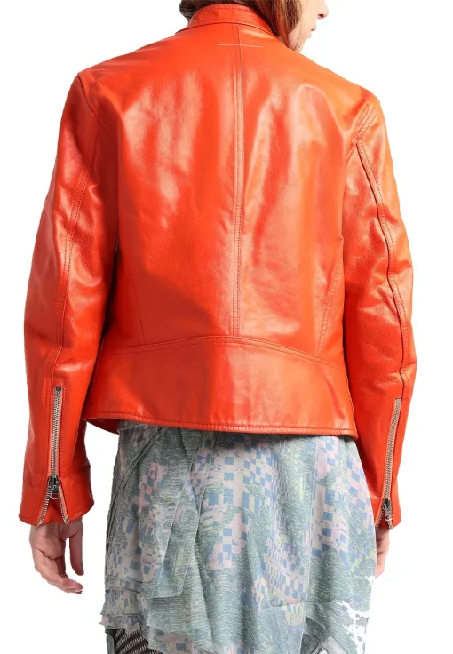 womens-orange-biker-faux-leather-jacket
