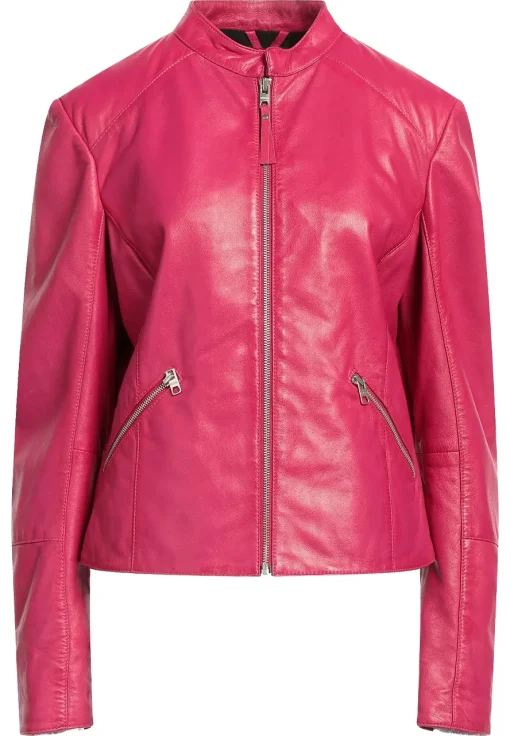 womens-pink-faux-leather-jacket