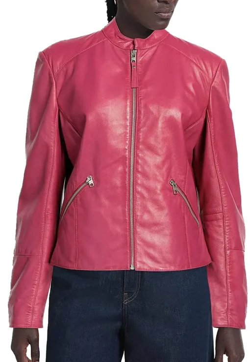 womens-pink-faux-leather-jacket