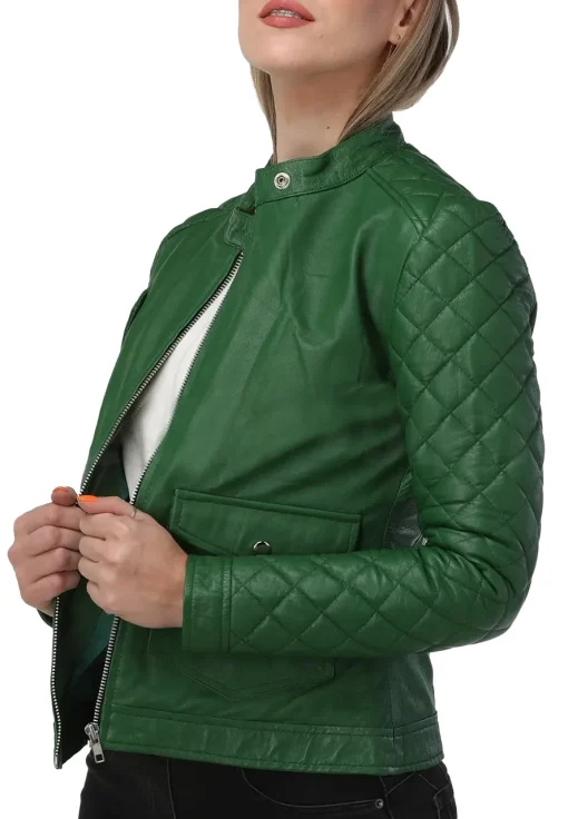 womens-quilted-sleeves-green-faux-leather-jacket