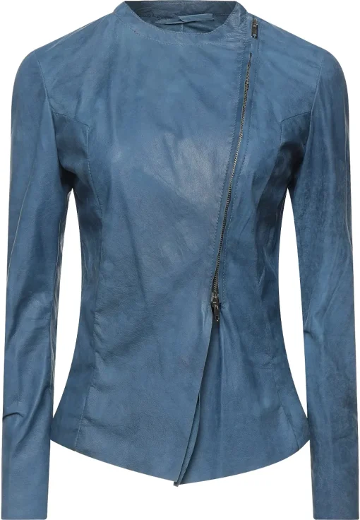 womens-round-collar-blue-faux-leather-biker-jacket