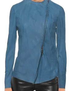 womens-round-collar-blue-faux-leather-biker-jacket