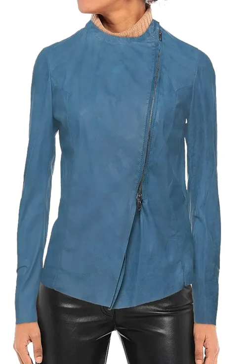 womens-round-collar-blue-faux-leather-biker-jacket