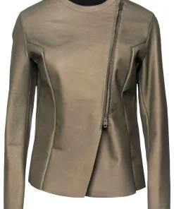 womens-round-collar-khaki-faux-leather-jacket