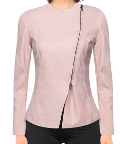 womens-round-collar-light-pink-faux-leather-biker-jacket