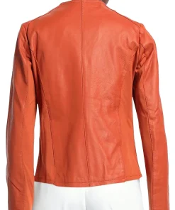 womens-round-collar-orange-faux-leather-jacket