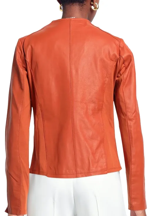 womens-round-collar-orange-faux-leather-jacket