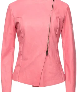 womens-round-collar-pink-faux-leather-biker-jacket