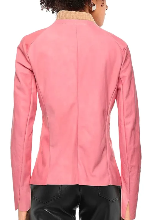 womens-round-collar-pink-faux-leather-biker-jacket