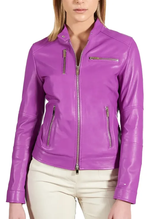 womens-smooth-biker-purple-faux-leather-jacket