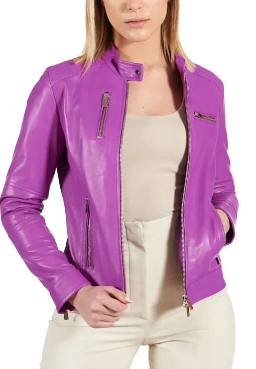 womens-smooth-biker-purple-faux-leather-jacket