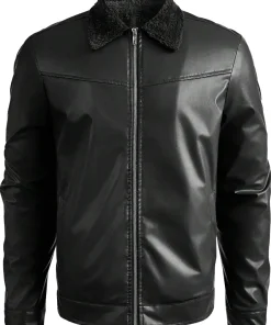 mens-black-faux-leather-teddy-lined-jacket