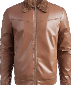 mens-brown-faux-leather-teddy-lined-jacket