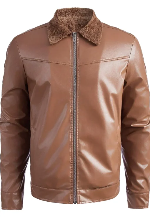 mens-brown-faux-leather-teddy-lined-jacket