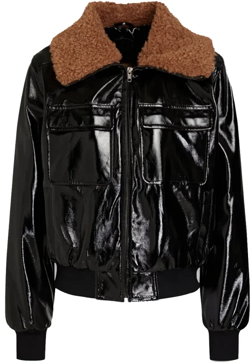 womens-aviator-black-faux-leather-fur-collar-jacket