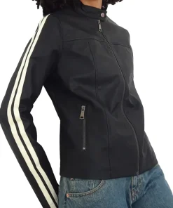 womens-black-faux-leather-biker-jacket-with-ivory-stripe