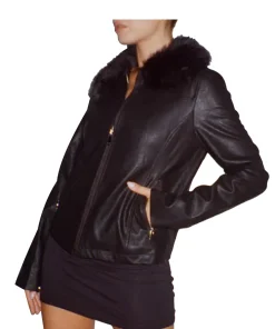 womens-black-faux-leather-fur-collar-jacket