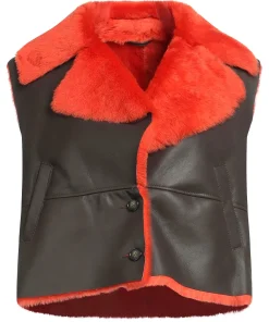 womens-black-faux-leather-red-shearling-vest