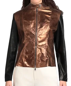 womens-black-sleeve-bronze-faux-leather-biker-jacket