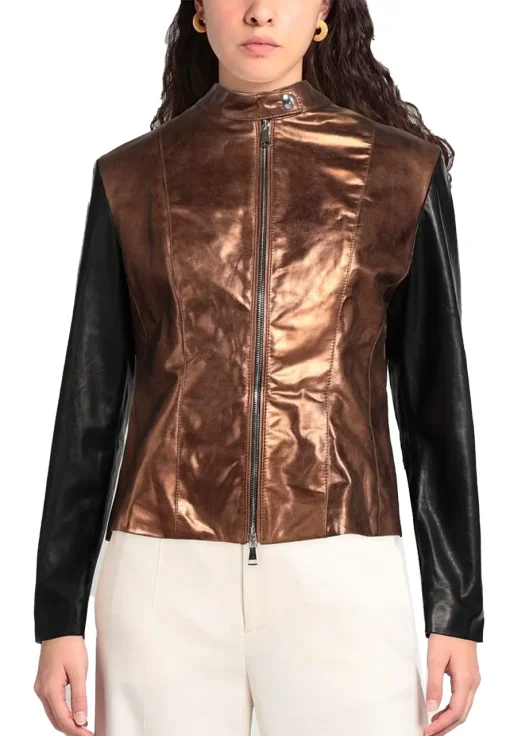 womens-black-sleeve-bronze-faux-leather-biker-jacket