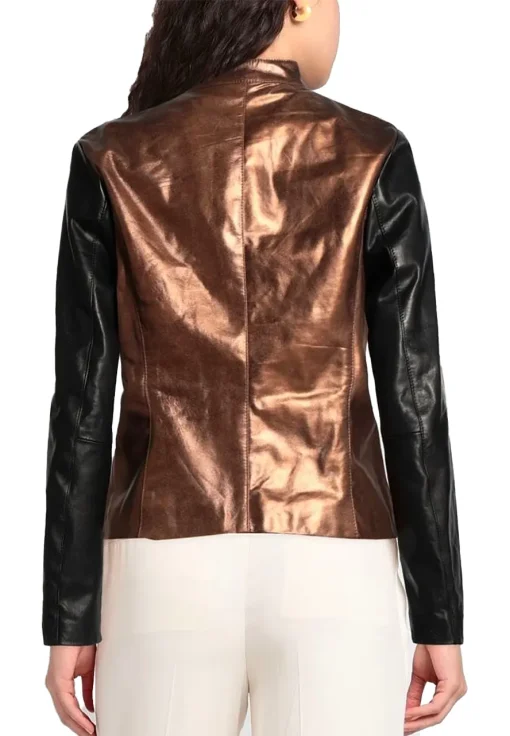 womens-black-sleeve-bronze-faux-leather-biker-jacket
