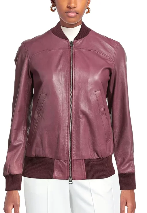 womens-bomber-magenta-faux-leather-jacket