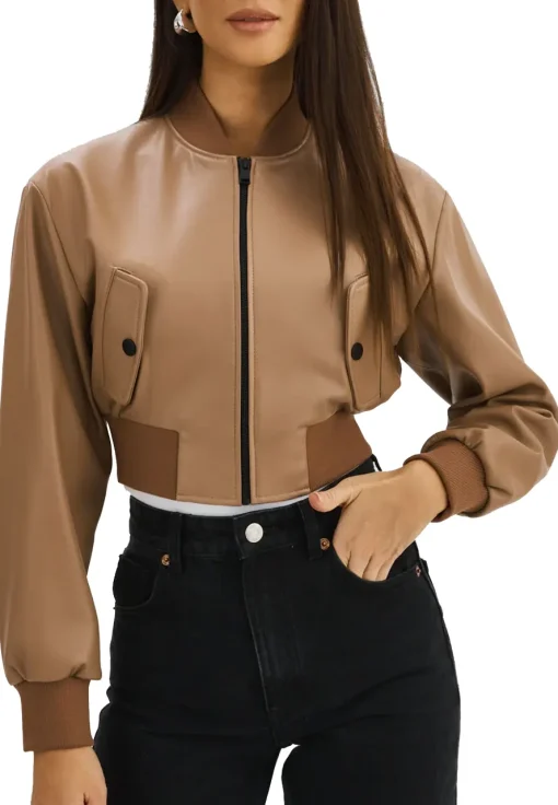 womens-brown-faux-leather-crop-bomber-jacket