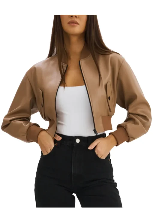 womens-brown-faux-leather-crop-bomber-jacket