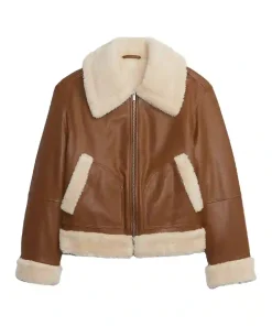 womens-brown-faux-leather-sherpa-bomber-jacket