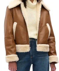 womens-brown-faux-leather-sherpa-bomber-jacket