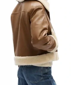 womens-brown-faux-leather-sherpa-bomber-jacket