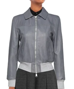 womens-classic-light-grey-faux-leather-bomber-jacket