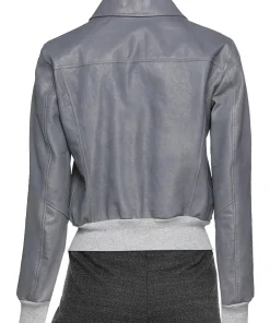 womens-classic-light-grey-faux-leather-bomber-jacket
