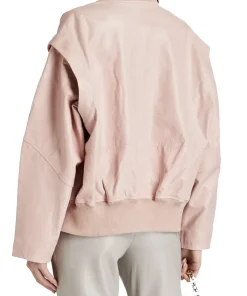 womens-crinkled-pink-faux-leather-bomber-jacket