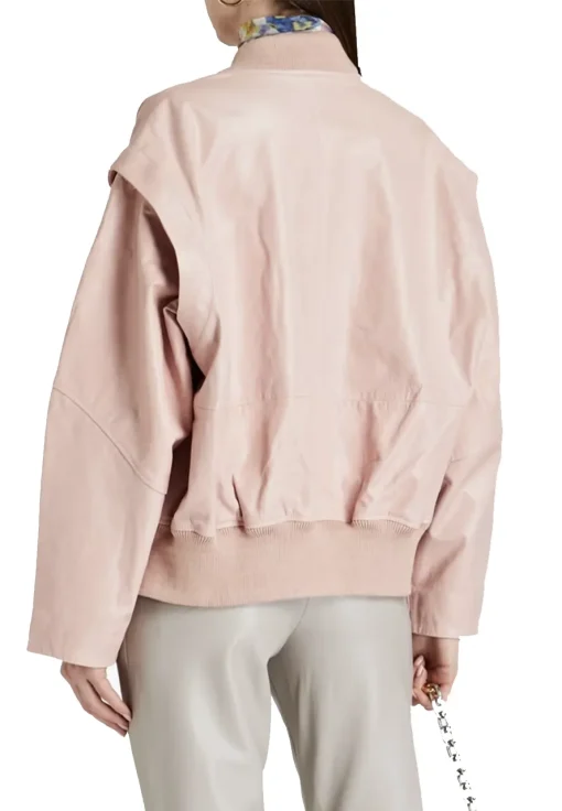 womens-crinkled-pink-faux-leather-bomber-jacket