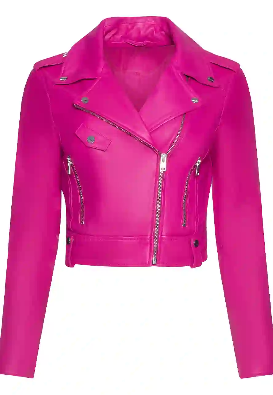 Women’s Fuchsia Faux Leather Crop Biker Jacket 1 womens-fuchsia-faux-leather-crop-biker-jacket