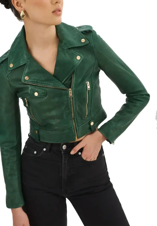 womens-green-faux-leather-crop-biker-jacket