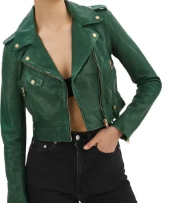womens-green-faux-leather-crop-biker-jacket
